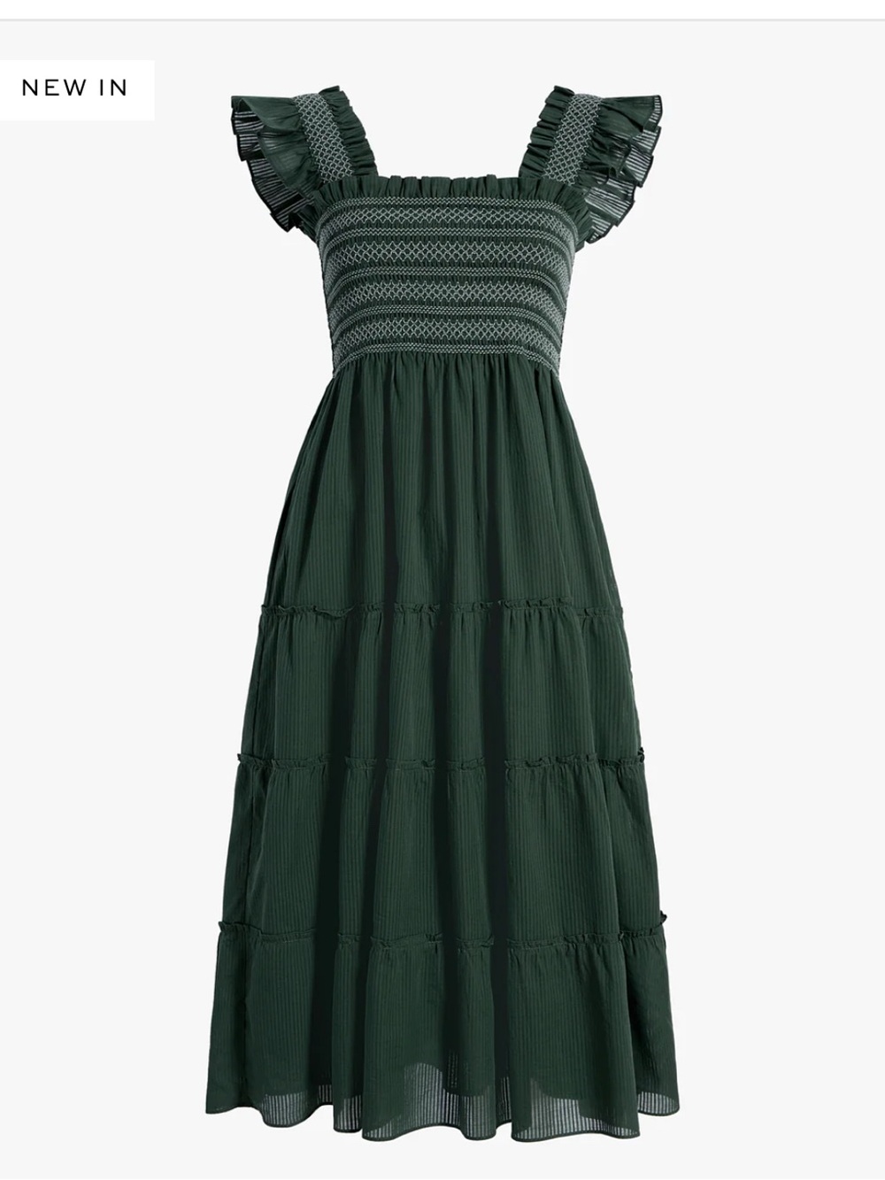 Hill House Dark Green Smocked Maxi Dress with Ruffle Straps